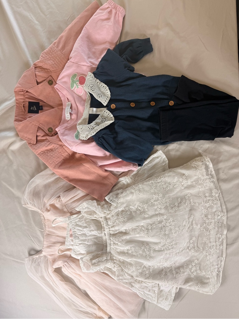 Toddler Girl 2T Bundle 3 dresses, 1 jacket, 2 light sweaters